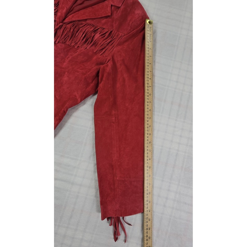 Denim&Co Red Suede Fringe Jacket - Picture 11 of 14